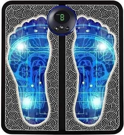 Foot Massager Feet Massage Machine with Electronic Muscle Stimulator | USB Rechargeable Massage Mat (Black)