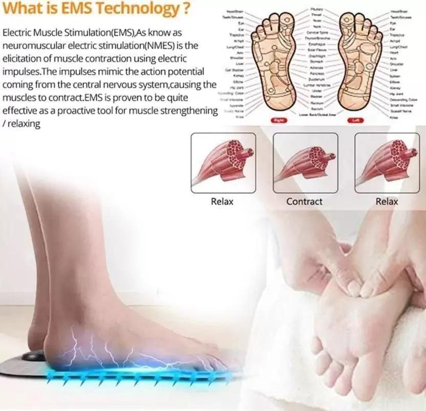 Foot Massager Feet Massage Machine with Electronic Muscle Stimulator | USB Rechargeable Massage Mat (Black)