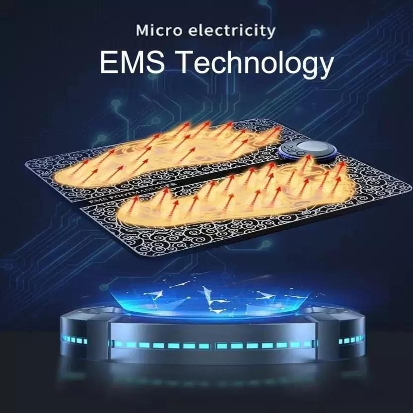 Foot Massager Feet Massage Machine with Electronic Muscle Stimulator | USB Rechargeable Massage Mat (Black)